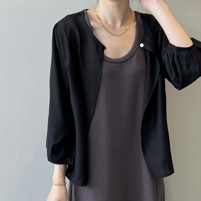 TKX 여성용 경량 루즈핏 긴팔 오픈 가디건 심플 데일리 베이직 얇은 아우터 오피스빅사이즈