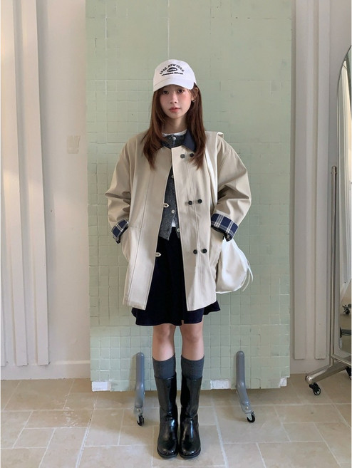 GAGD 撞色中長款風衣外套