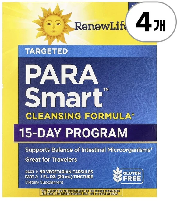 리뉴 라이프 파라 스마트 클렌징 포뮬러 Renew Life ParaSmart™ Cleansing Formula 90정, 4개 - 쿠팡