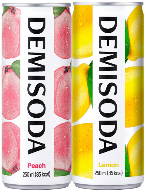 데미소다 레몬 250ml 10캔+복숭아 250ml 10캔 총20캔, 20개
