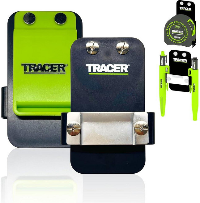 TRACER 벨트용 금속 줄자 홀스터 | 벨트 클립과 Tracer 마커 홀스터가 있는 튼튼한 홀더 공구 범용 측정 테이프 최고의 343296, 1