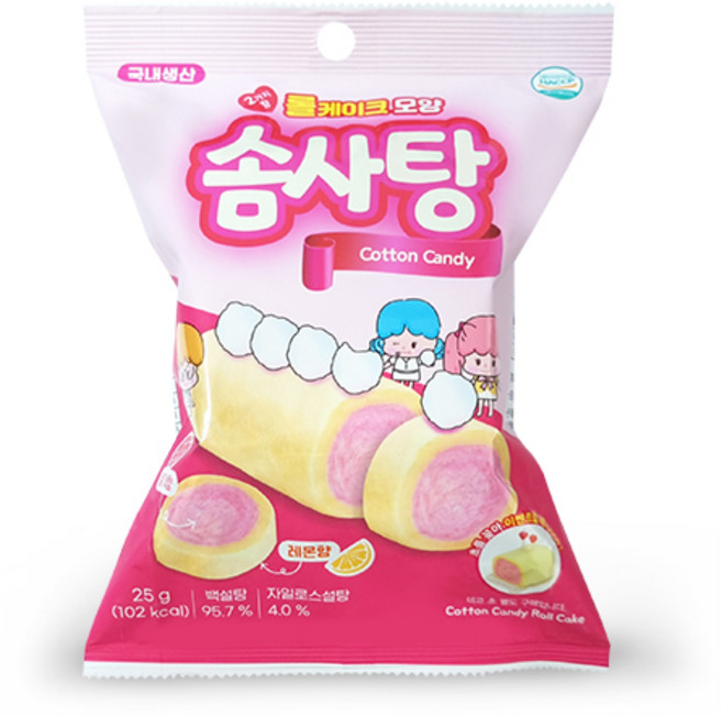 롤케이크모양솜사탕, 1개, 25g