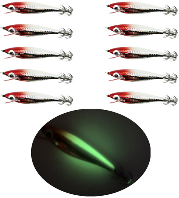치프몰 장축광 레이저 수평에기 10cm 10g 주꾸미 문어, 10개, 홀로그램 고추장