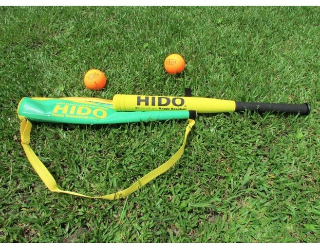 HIDO樂樂棒球 個人練習組 球棒、球、綠色帆布袋 兒童安全材質輕量化設計, 1個