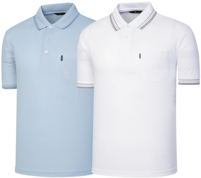 1+1 YLD 쿨론 원단 단추 카라 반팔 티셔츠 여름 냉감 땀흡수 쾌적 티셔츠(2장세트)