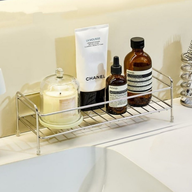 인즈홈 욕실 모던 인테리어용 올스텐 세면대 선반, 실버, 1개