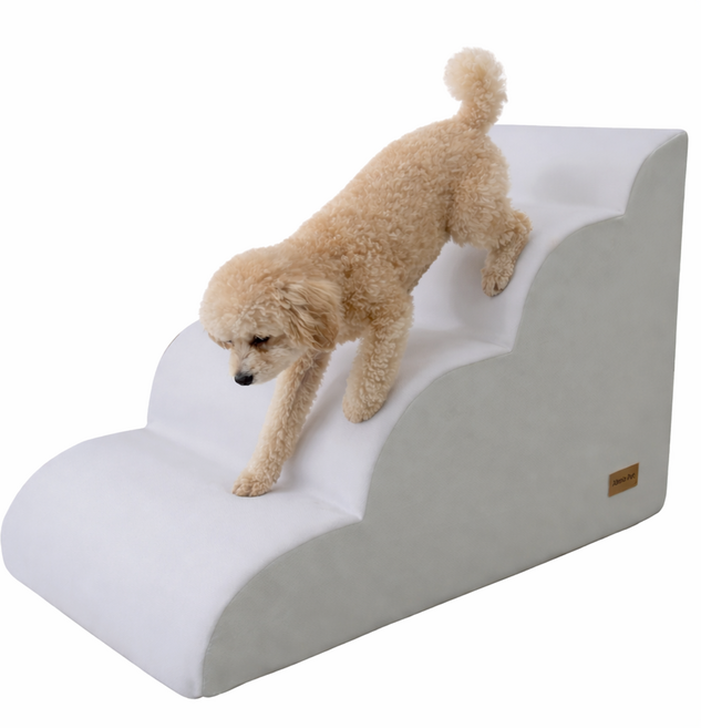올미오펫 세이프레더 강아지 계단 스텝 논슬립 반려견 애견 슬라이드 곡선, 1개, 라이트그레이
