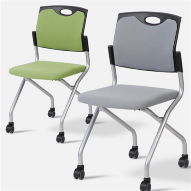 유리상 바퀴의자 폴딩좌판 강의실 휴게실 대기실 도서관 국내산 등받이의자, 오렌지