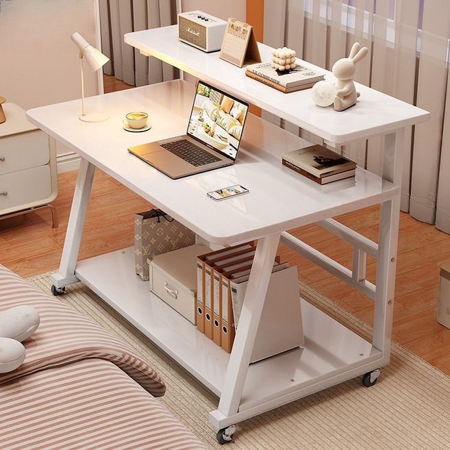 이동식 컴퓨터 책상 원룸 책상 학생용 테이블 데스크탑 노트북 사무용 책상, 화이트
