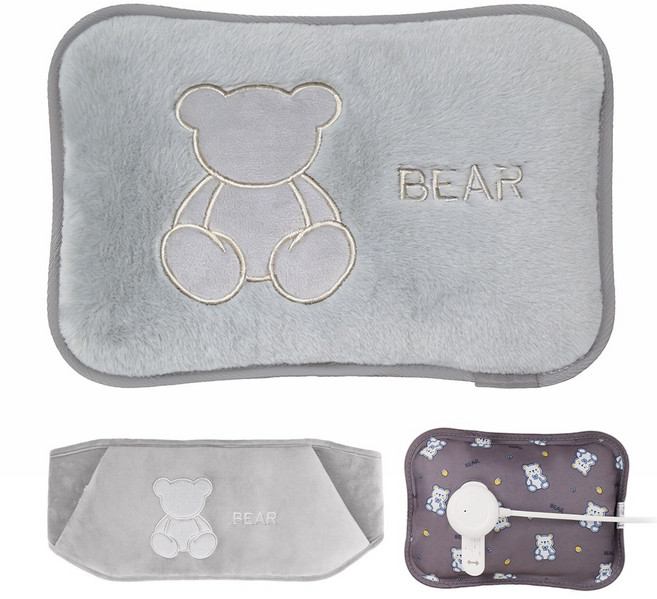 BAYATA 충전식 보온 온수찜질기 허리 복부 찜질팩 2종커버, 그레이, 24313