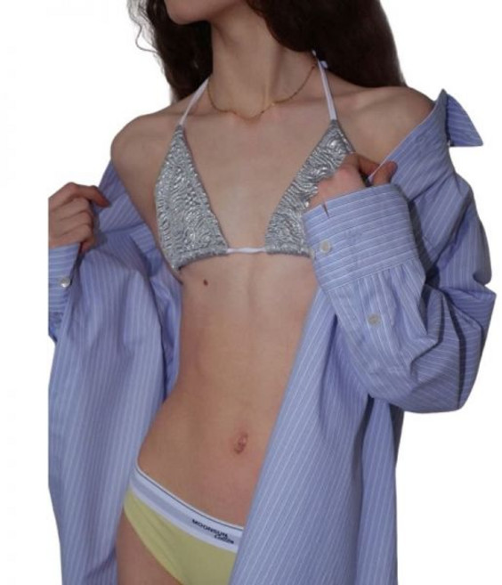 MOONSUN Flor Metallic Bra Silver Flower