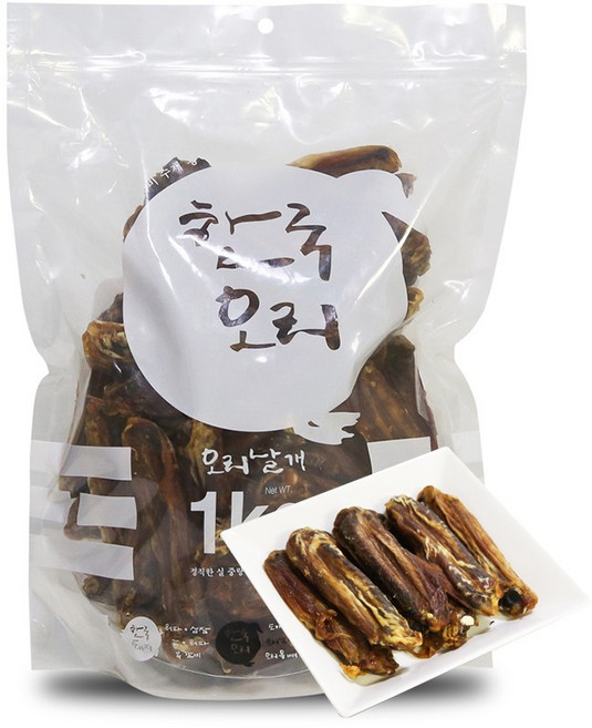 테비 한국 수제왕 1kg - 오리날개/강아지간식, 1개, 오리