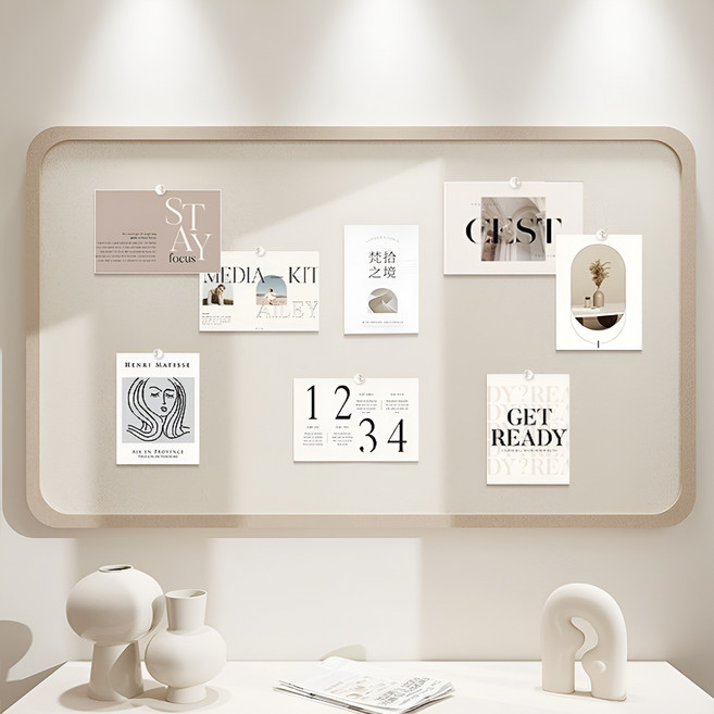 리브썸 무타공 부착식 게시판 알림판 펠트보드 어린이집 회사 학교, 카멜베이지, 나무