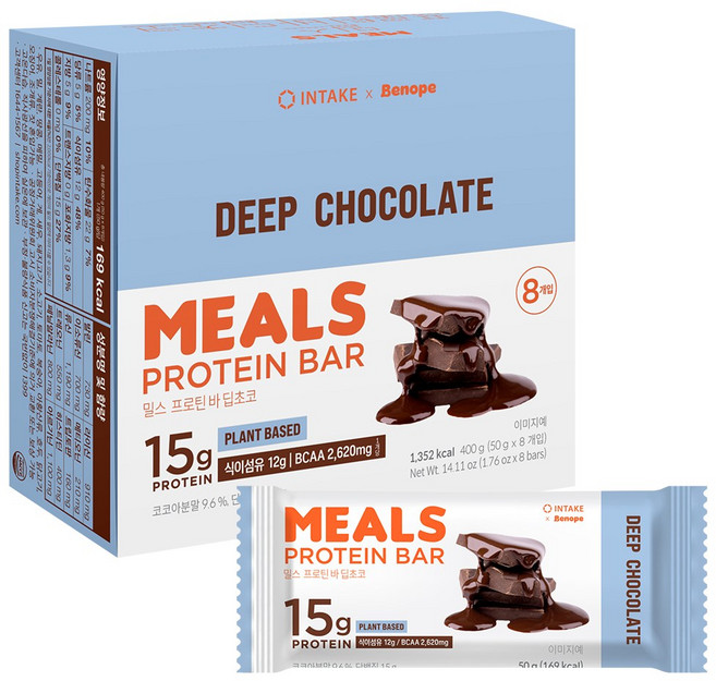 인테이크 밀스 프로틴 바 딥초코, 50g, 8개