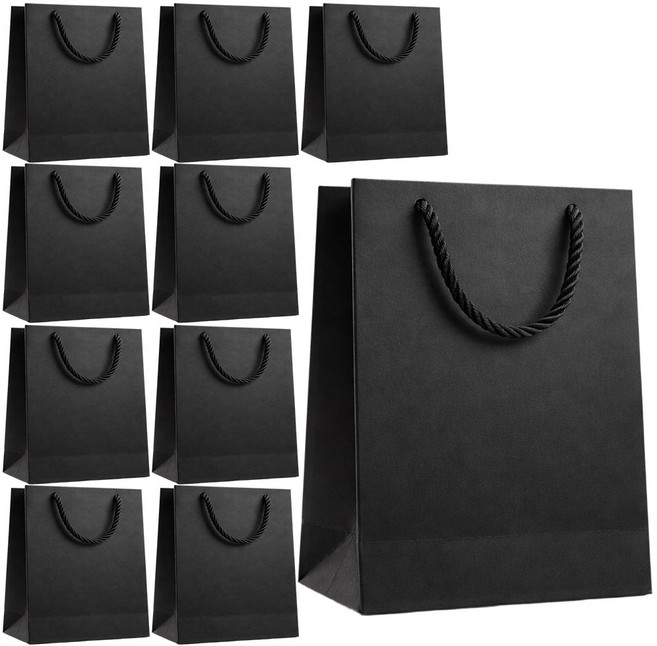 루메이크 튼튼한 편집샵 선물 답례품 쇼핑백 종이백, 10개, 블랙