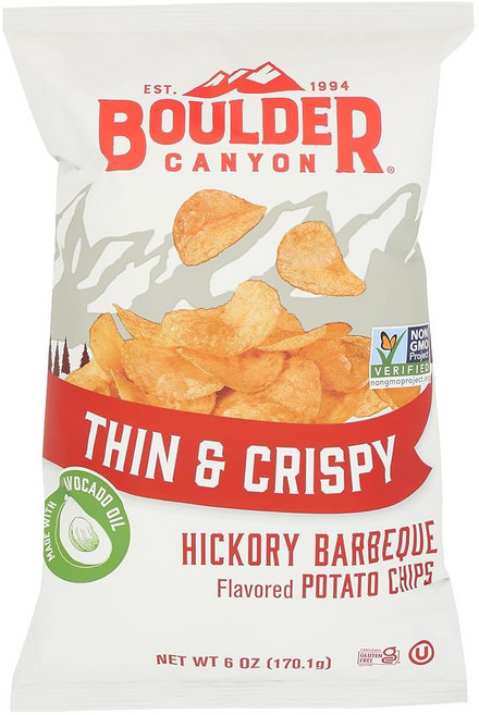 볼더 캐니언 얇고 바삭한 히코리 바비큐 감자칩 6온스, Boulder Canyon 과자 칩 불더 캐년 씬 앤, 1개