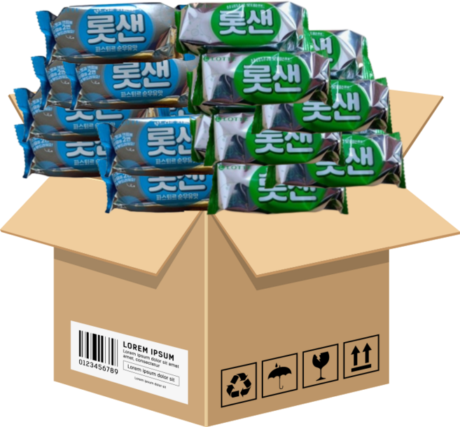 롯데 롯샌 파스퇴스 순우유맛 52.5g 6개 롯샌 파인애플 52.5g 6개 (총12개입) 개별포장, 1세트, 630g
