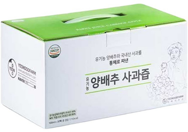 찢어먹는 유기농 양배추사과즙 100ml 30개입 1개, 30개