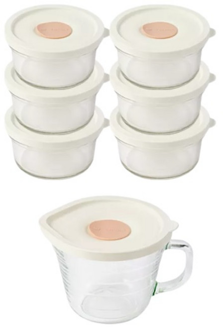 글라스락 렌지쿡 촉촉한 햇밥용기(350ml) 6개 + 계란찜용기 1개 /TR, 1세트