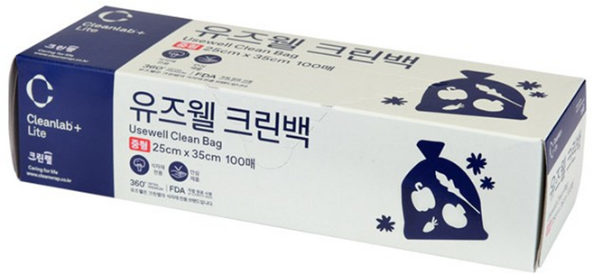 유즈웰 크린백 25 x 35 cm, 4개, 중(M), 100개입