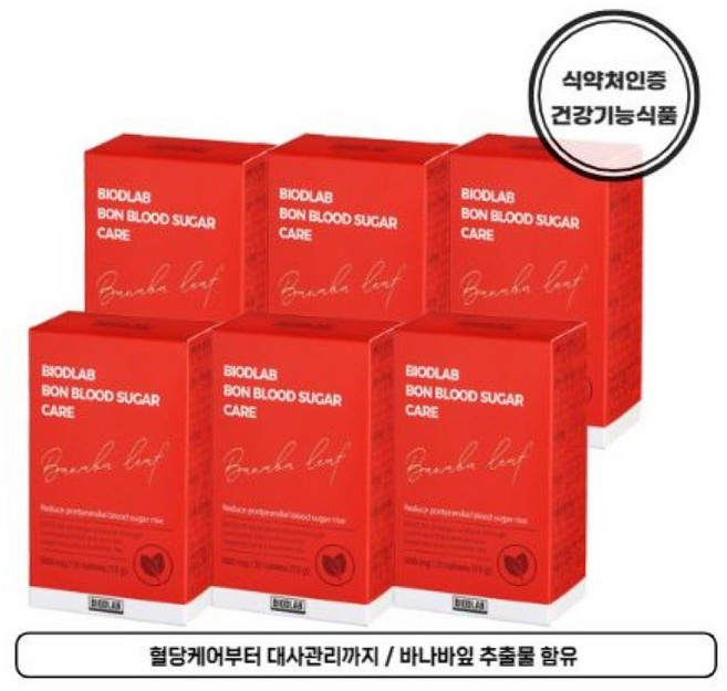 바이오디랩 본 혈당케어, 30정, 6박스