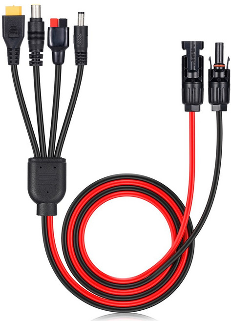 XT60/DC5521/DC7909에 대한 4 in 1 태양광 커넥터 태양광 패널 연장 케이블 분배기 12AWG 전원 코드 에너지 저장 충전 케이블