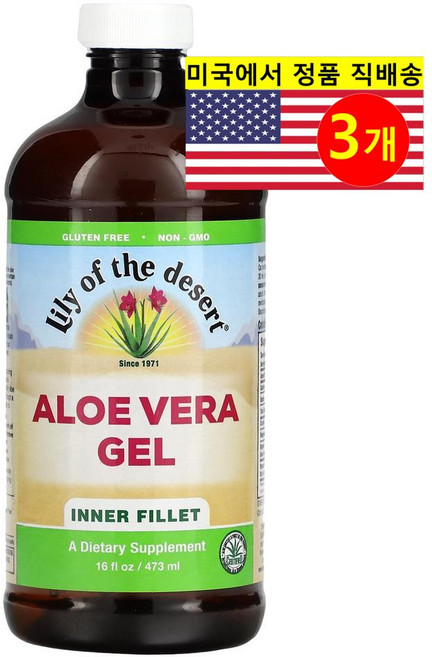 Lily of the Desert 알로에 베라 추출 리퀴드 58ml Aloe Vera Gel, 473ml, 3개