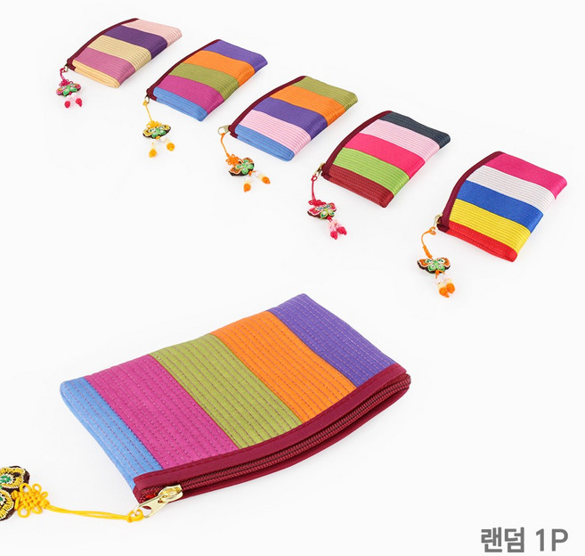 전통 누비 색동 동전지갑 사각 ( 외국인선물 한국기념품 명절 오색 다용도 파우치 돈지갑 새해 신년 판촉물 답례품 통장지갑 )