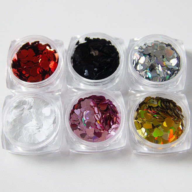 가즈벨라 하트 믹스 네일글리터 (1개입) 메탈 홀로그램 스팽글, 1개, 핑크