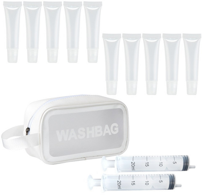 VITALO 비탈로 트래블 소분 공병 여행용 파우치 주입기 10ml 15ml 튜브형 기내용 PGC1398, 1개, 화이트백(10ml)