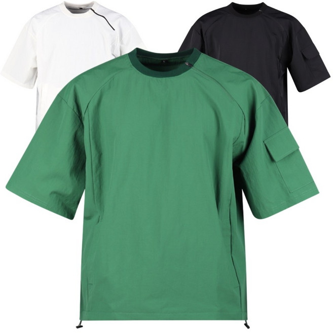 남자 사선지퍼 밑단 스트링 골프 아노락 반팔티 이십대 50대남성 레슨