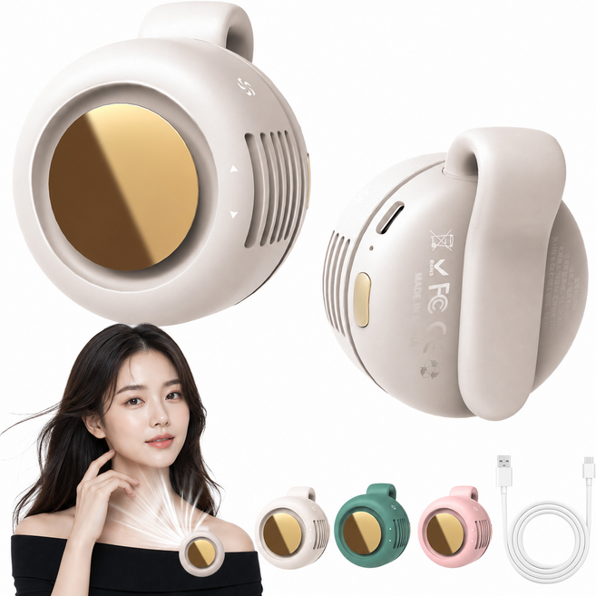 프리라이프 클립형 블레이드리스 미니 선풍기 360도 회전 무선 핸즈프리, A 화이트, AS02