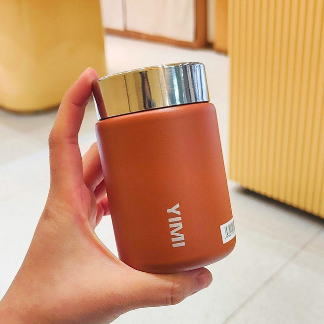 YIMI 迷你口袋保溫杯 316不銹鋼 230ml, 316不銹鋼 焦糖色230ml