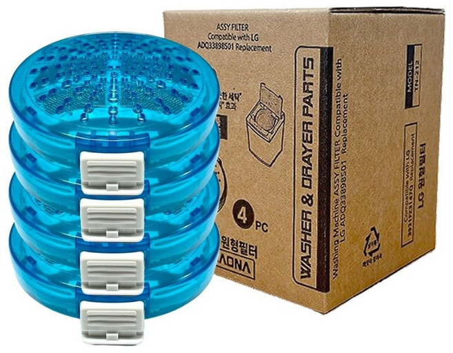 나오나 엘지 통돌이 세탁기 원형 필터 먼지망 호환, 4개