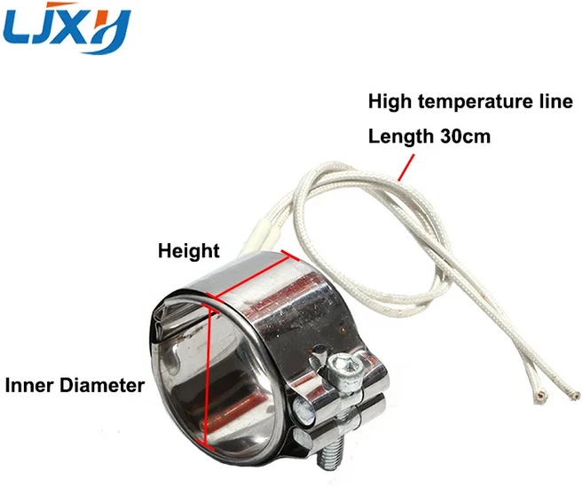 LJXH 300-400 섭씨 세라믹 플러그/고온 라인 밴드 히터 가열 요소 높이 내부 Dia.60mm, 01 560W 60x100mm(IDxH), 02 110V용, 01 실버