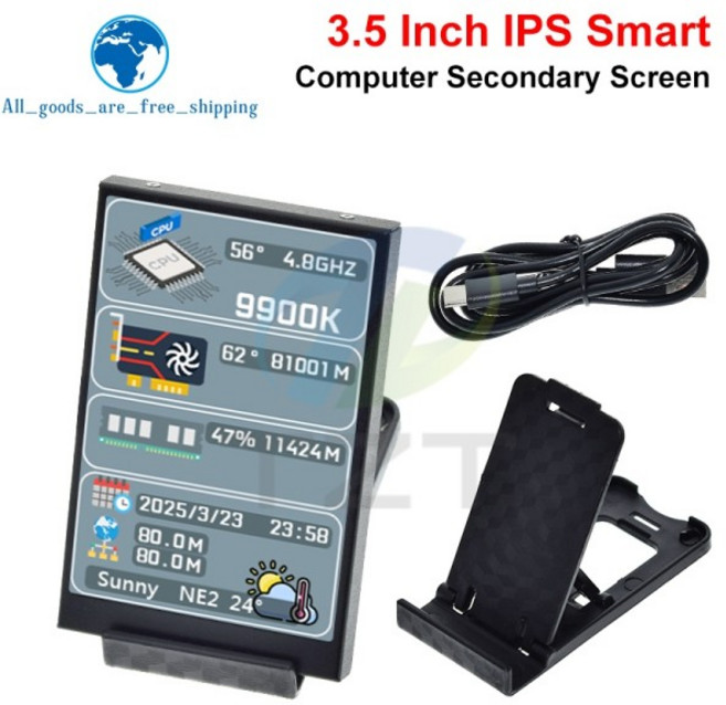 3.5 Inch IPS TYPE-C Secondary Screen Computer CPU GPU RAM HDD MonitorUSB Display For Freely AIDA64 W, 1개