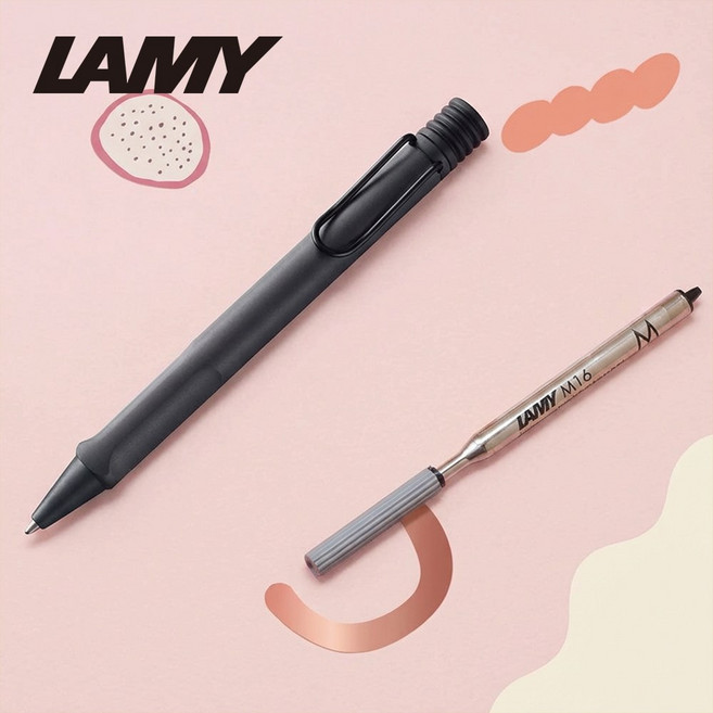 [무료각인서비스] 라미 사파리 볼펜+ 볼펜심 선물포장 정식수입처 제품 LAMY RAMY, 차콜블랙(best), 1개, 각인 필요없음