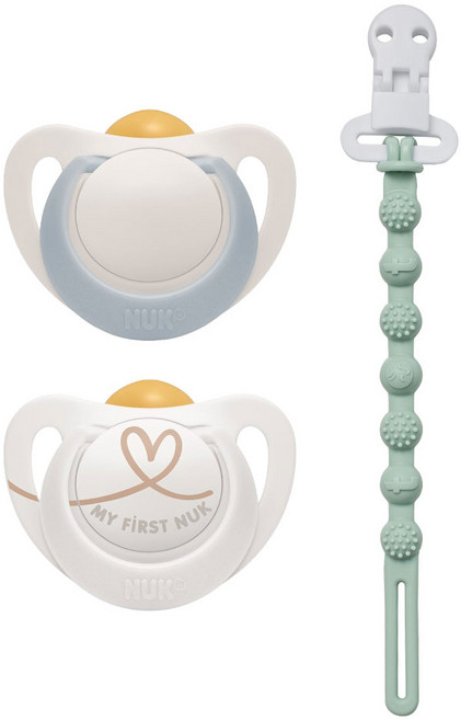 누크 스타 라텍스 쪽쪽이 X 토트랩 쪽쪽이 홀더 SET, S1 (0~6개월), 블루,화이트+오팔블루, 1세트