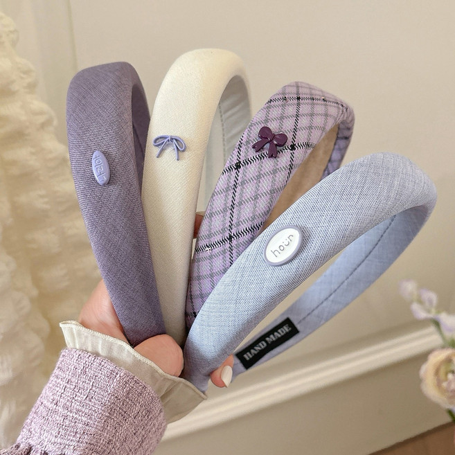 심플 감성 니트 머리띠 스펀지 헤어밴드 귀안아픈 머리띠 와이드 4종 세트(빈티지+러블리 감성 편안한 착용감)