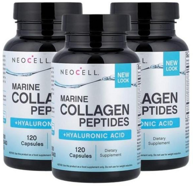 Neocell 네오셀 피쉬 콜라겐 히알루론산 비타민 Marine Collagen 120캡슐, 120정, 3개