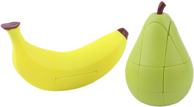 투데이리빙 2종 세트 과일 큐브 복숭아 바나나 사과 배 모양 특이한 cube 키덜트 장난감 스피드 큐빙 블록 맞추기 취미 활동 스트레스 해소, 2개, R98524A(바나나+배