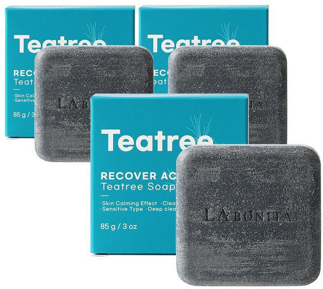 라보니따 리커버 AC 티트리 솝 1+1+1 / 문제성 여드름성 트러블성 피부 전용 티트리 유황 비누, 85g, 3개입