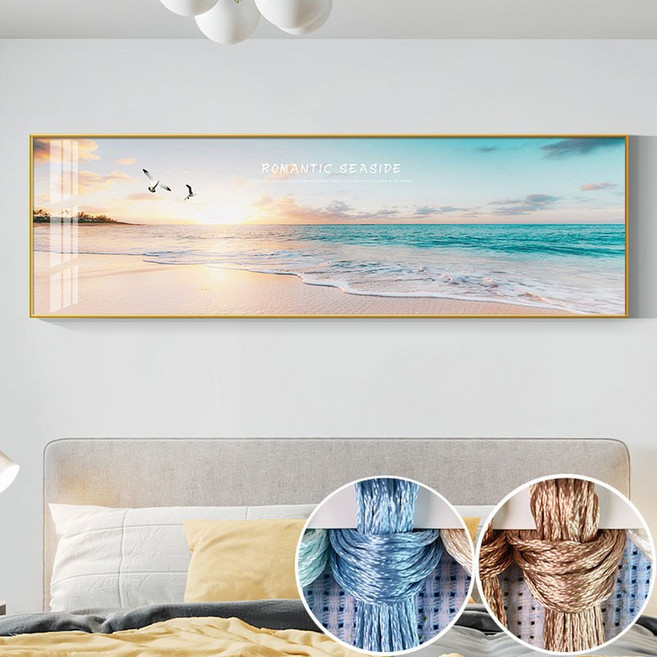 실십자수 도안 세트 풍경 바다 자연 고급 노을 고급 큰사이즈 대형, 실크실 3가닥자수 [120x40cm], 1개