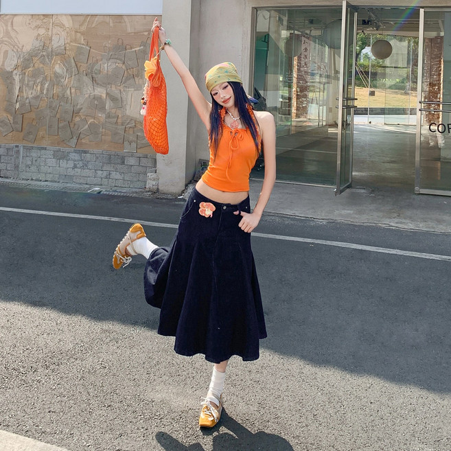 春季新款原牛色百搭不規則顯瘦氣質牛仔魚尾裙