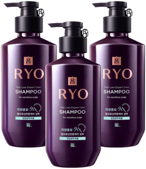 려 자양윤모 9EX 탈모증상전문케어 민감성두피용 샴푸, 400ml, 3개