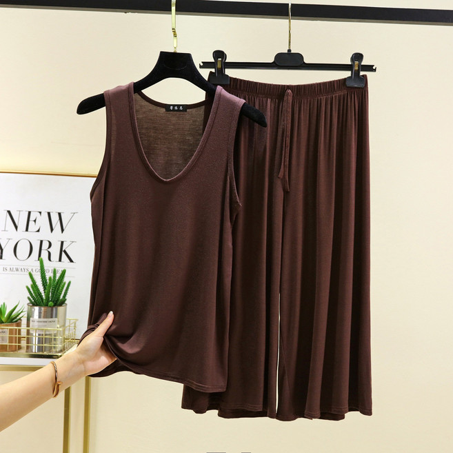 여성 빅사이즈 모달 민소매 나시 7부 반바지 상하세트 홈웨어 잠옷세트 KX-2510+2535