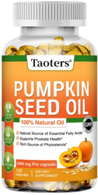 호박씨 오일 캡슐 1000mg - 냉압착 천연 호박씨 오일 - 필수지방산 함유 - 120정 소프트 캡슐, 3개, 60회분 - 쿠팡