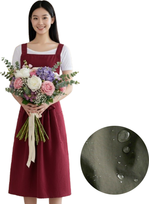 모아룸 원피스형 코튼 플로리스트 앞치마, 레드, 1개