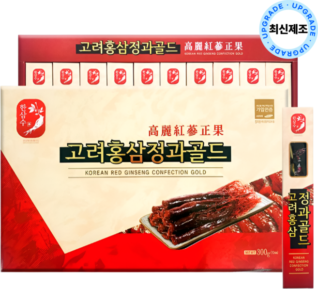HnF (최신제조) 한삼수 100%국내산 홍삼 한뿌리 통째로 홍삼정과 프리미엄 선물용 식약처인증, 300g, 1세트
