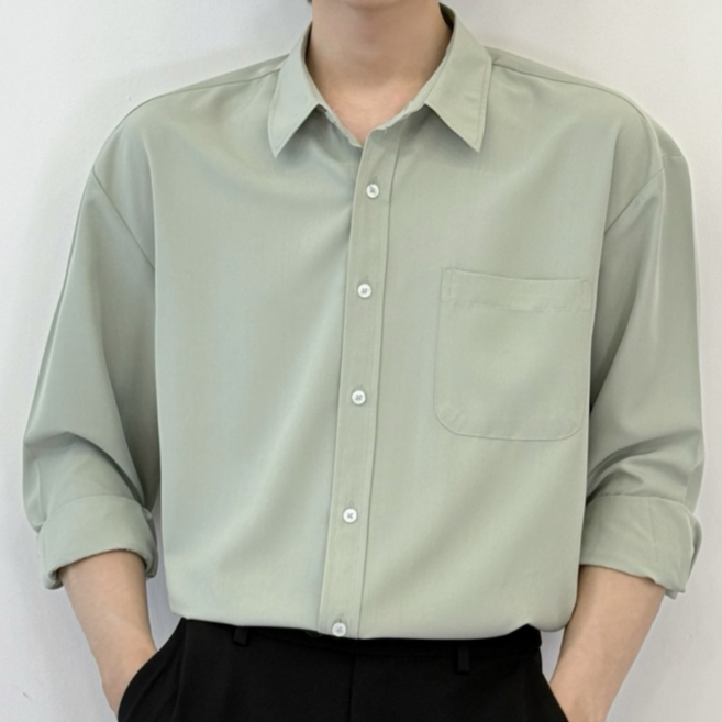 데이로아 남자 긴팔셔츠 빅사이즈 오버핏 링클프리 캐주얼 남방